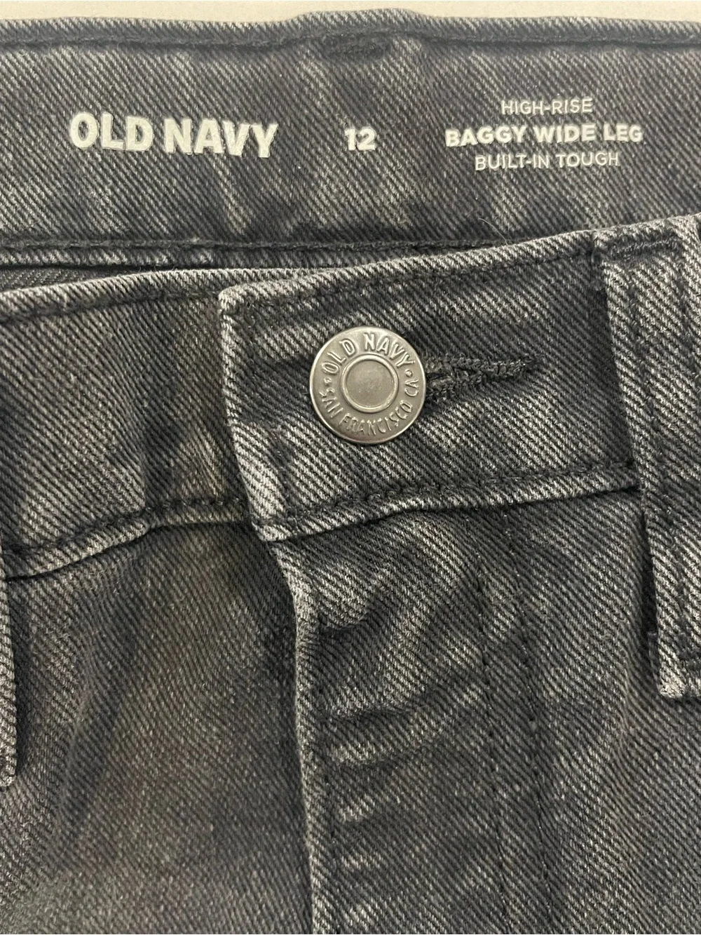 Girls Wide Leg Jeans Size 12 Faded Black